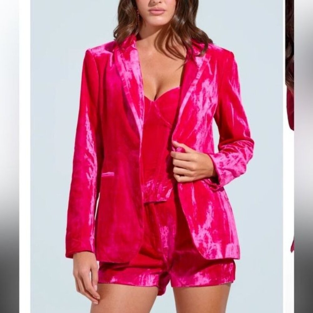 MINKPINK Pink Velvet Blazer